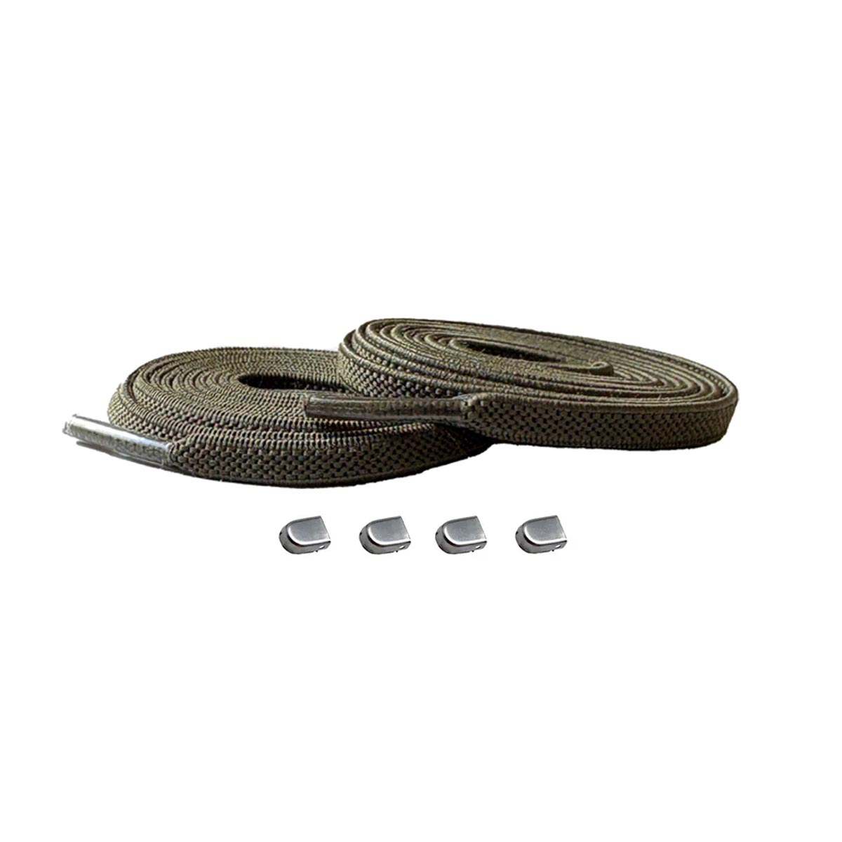 veters-elastisch-groen-olijf-capsule-zilver-mat