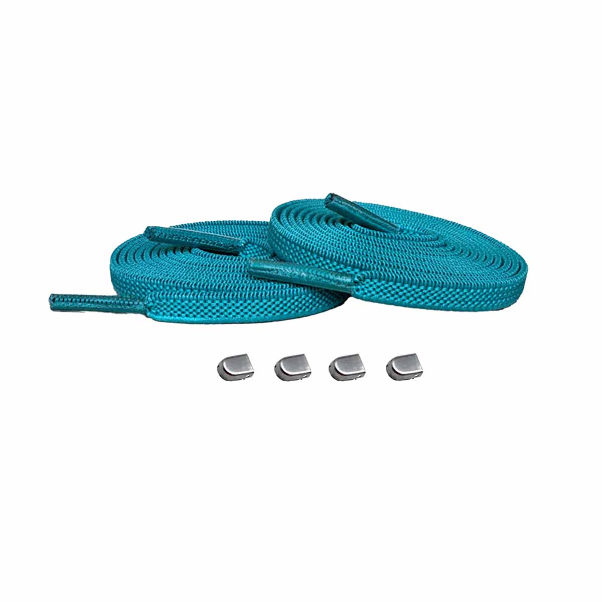 veters-elastisch-groen-petrol-capsule-zilver-mat