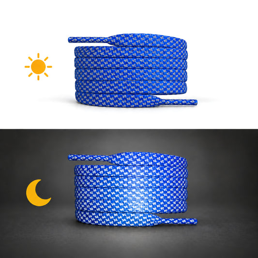 Blauw – veters reflecterend plat blauw 02 dag nacht