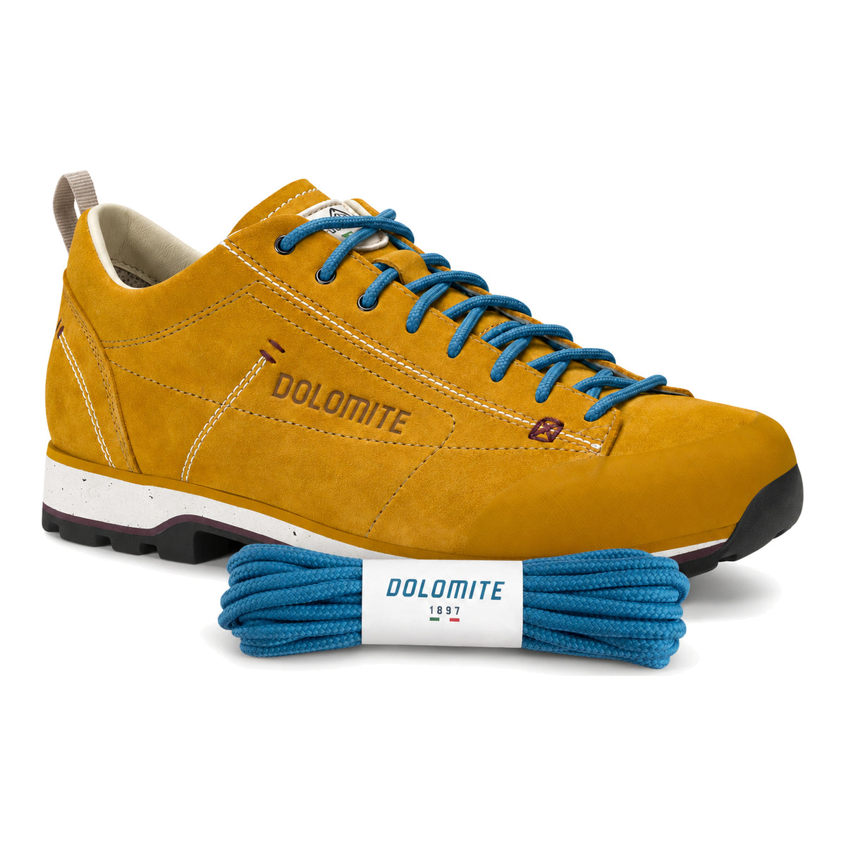 Blauw – dolomite veters blauw 03 schoen geel