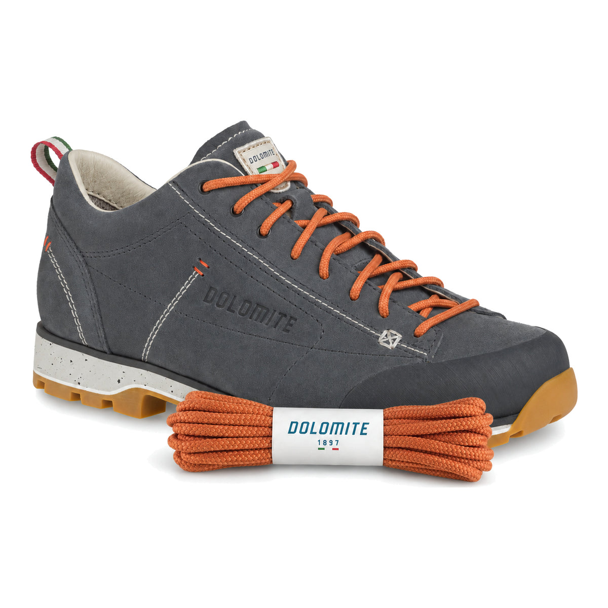Oranje – dolomite veters oranje 02 schoen grijs donker