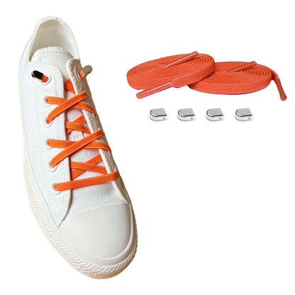 Oranje / Zilver – elastische veters clips oranje zilver glans 02 aan schoen