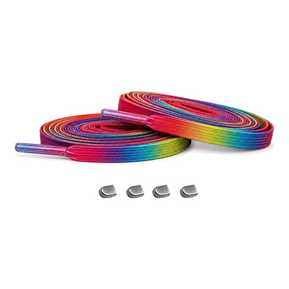 Regenboog / Zilver mat – elastische veters clips regenboog zilver mat 01 hoofdafbeelding