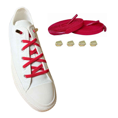 Rood / Goud – elastische veters clips rood goud 02 aan schoen
