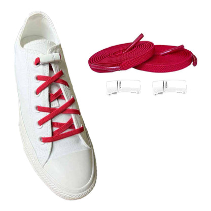 Rood / Wit – elastische veters magneten rood wit 02 aan schoen