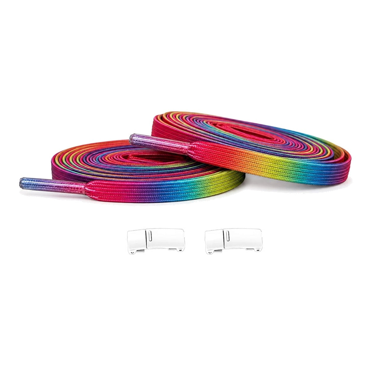 Regenboog / Wit – elastische veters regenboog magneten wit