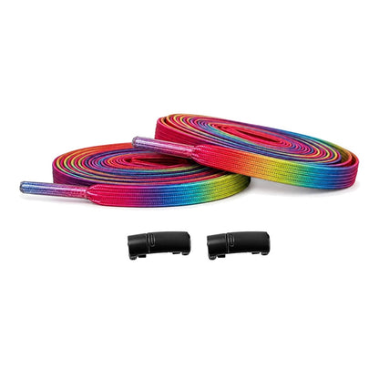 Regenboog / Zwart – elastische veters regenboog magneten zwart