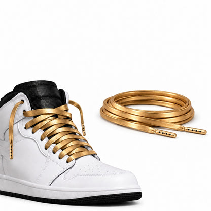 Goud – leren veters plat goud 02 schoen high top wit