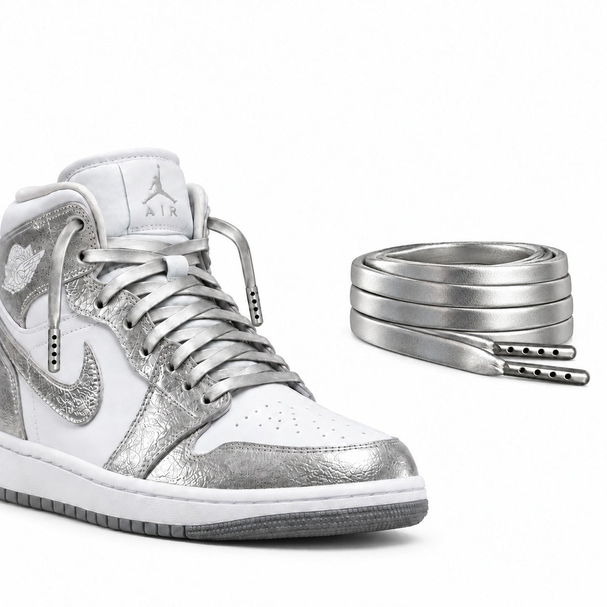 Zilver – leren veters plat zilver 03 schoen nike jordan