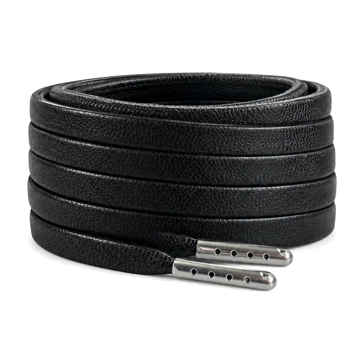 Zwart – leren veters plat zwart 01 hoofdafbeelding