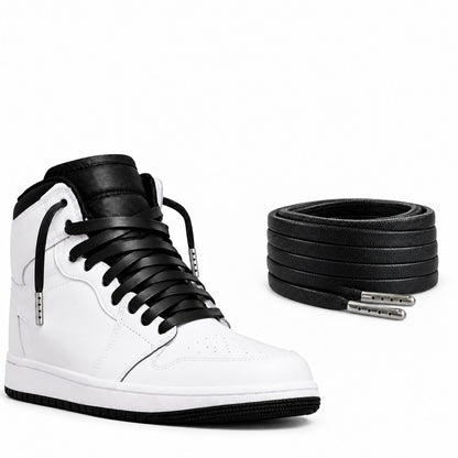 Zwart – leren veters plat zwart 05 schoen high top wit zwart