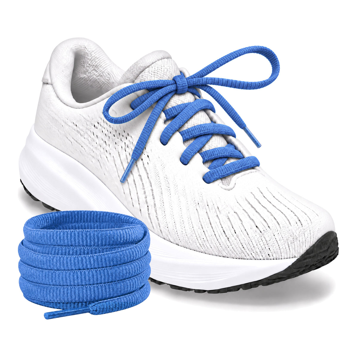 Blauw – ovale veters halfrond loopschoenen blauw 04 loopschoen wit rol