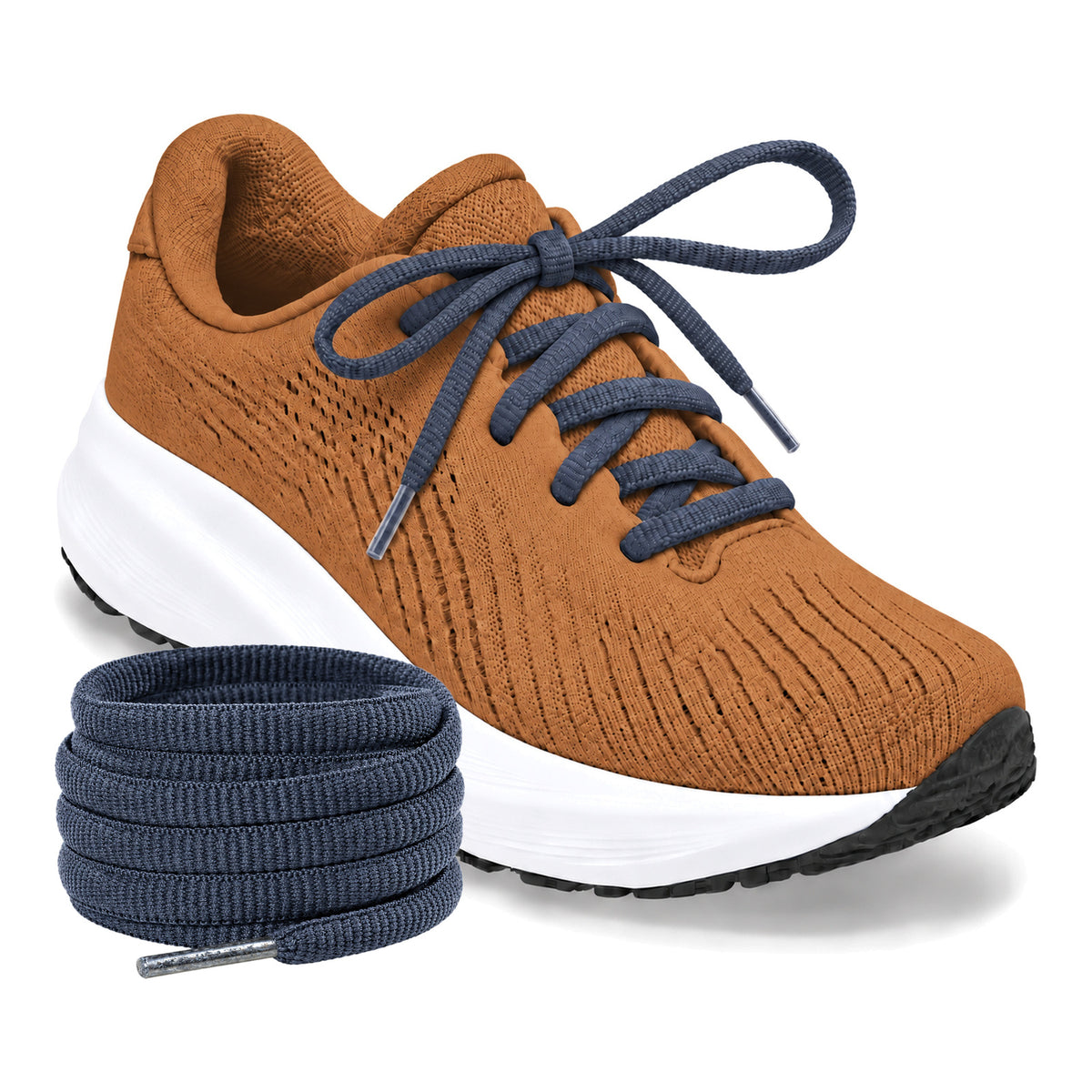 Blauw marine – ovale veters halfrond loopschoenen blauw marine 02 loopschoen cognac rol