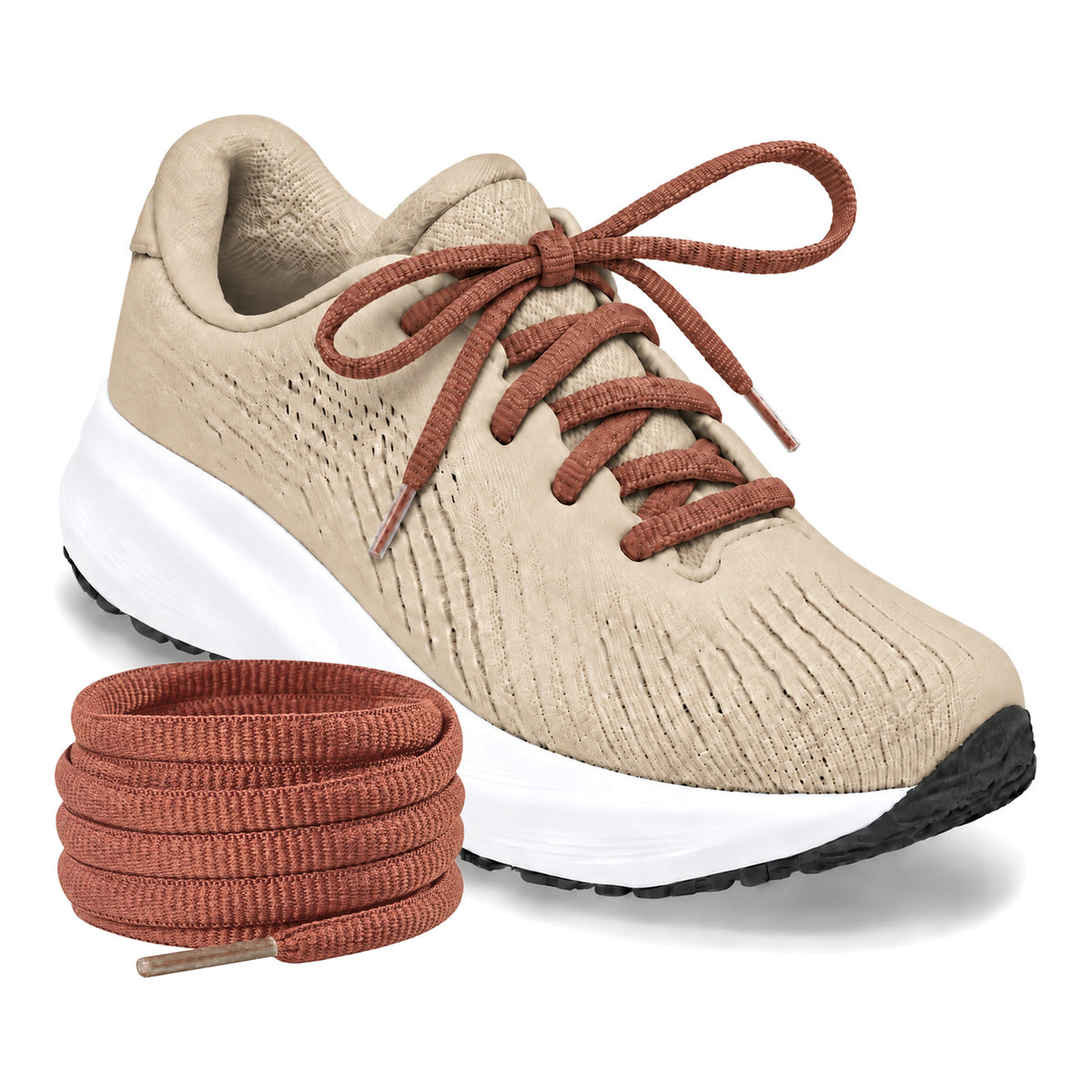 Bruin – ovale veters halfrond loopschoenen bruin 02 loopschoen beige rol