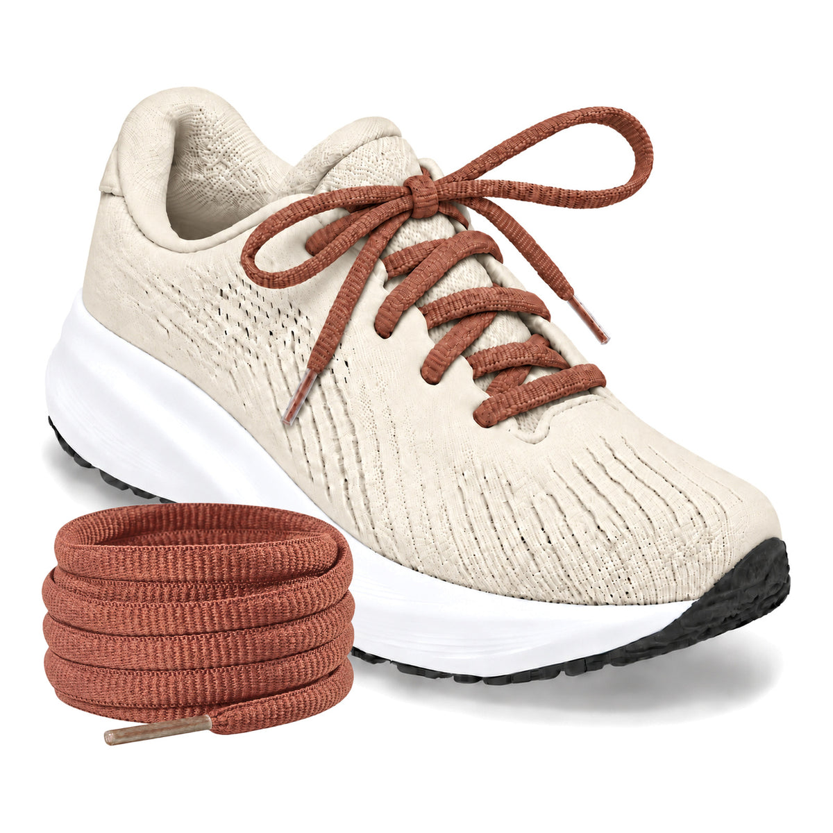 Bruin – ovale veters halfrond loopschoenen bruin 04 loopschoen creme rol