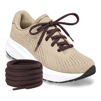 Bruin donker – ovale veters halfrond loopschoenen bruin donker 02 loopschoen beige rol