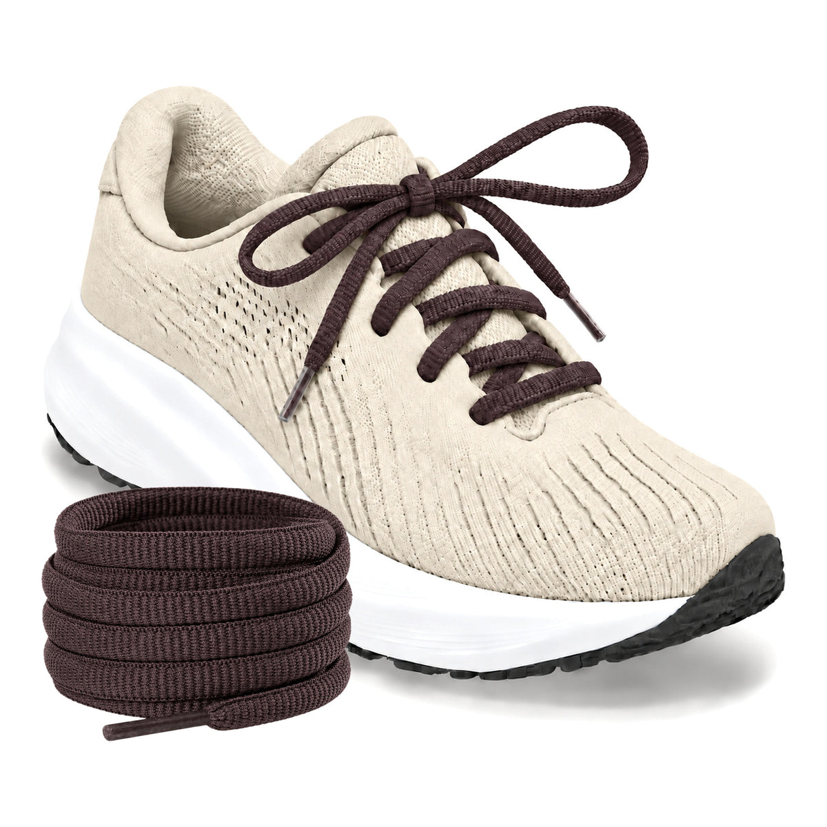 Bruin donker – ovale veters halfrond loopschoenen bruin donker 04 loopschoen creme rol
