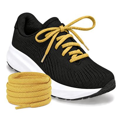 Geel – ovale veters halfrond loopschoenen geel 04 loopschoen zwart rol