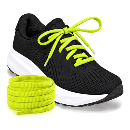 Geel neon – ovale veters halfrond loopschoenen geel neon 04 loopschoen zwart rol