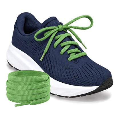 Groen – ovale veters halfrond loopschoenen groen 03 loopschoen blauw navy rol