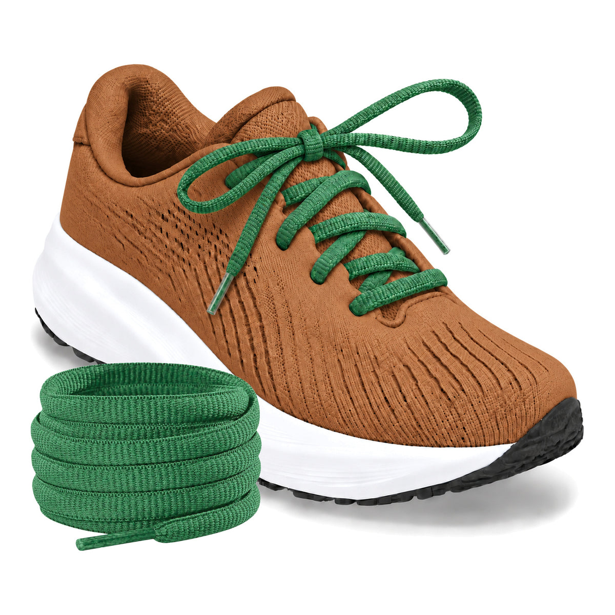 Groen donker – ovale veters halfrond loopschoenen groen donker 03 loopschoen cognac rol