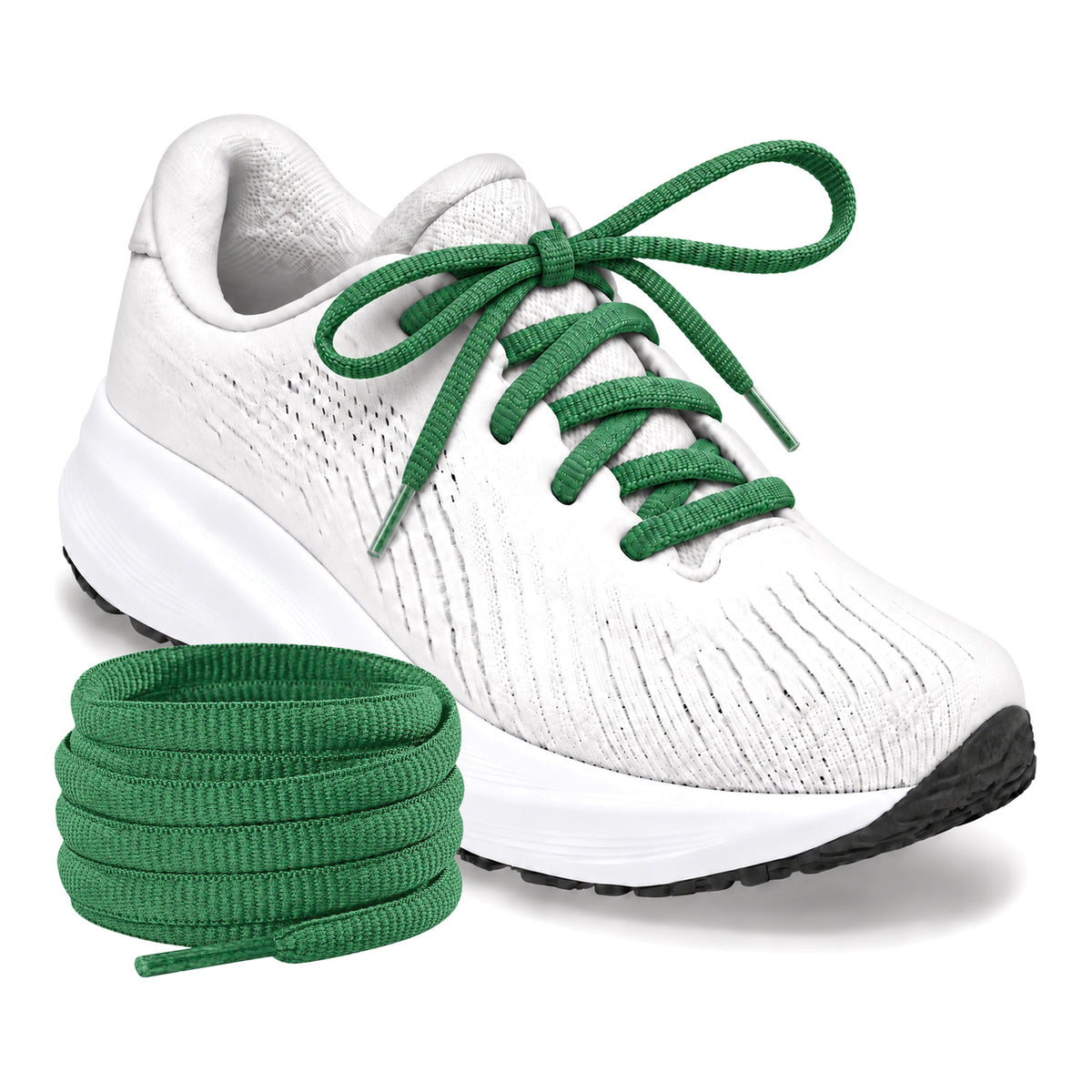 Groen donker – ovale veters halfrond loopschoenen groen donker 04 loopschoen wit rol