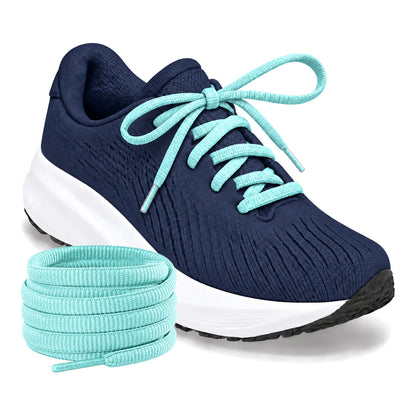 Groen munt – ovale veters halfrond loopschoenen groen munt 03 loopschoen blauw navy rol