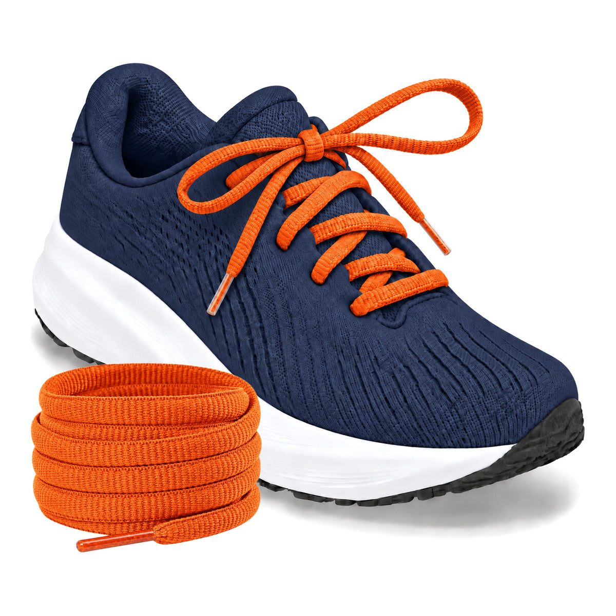 Oranje – ovale veters halfrond loopschoenen oranje 02 loopschoen blauw navy rol