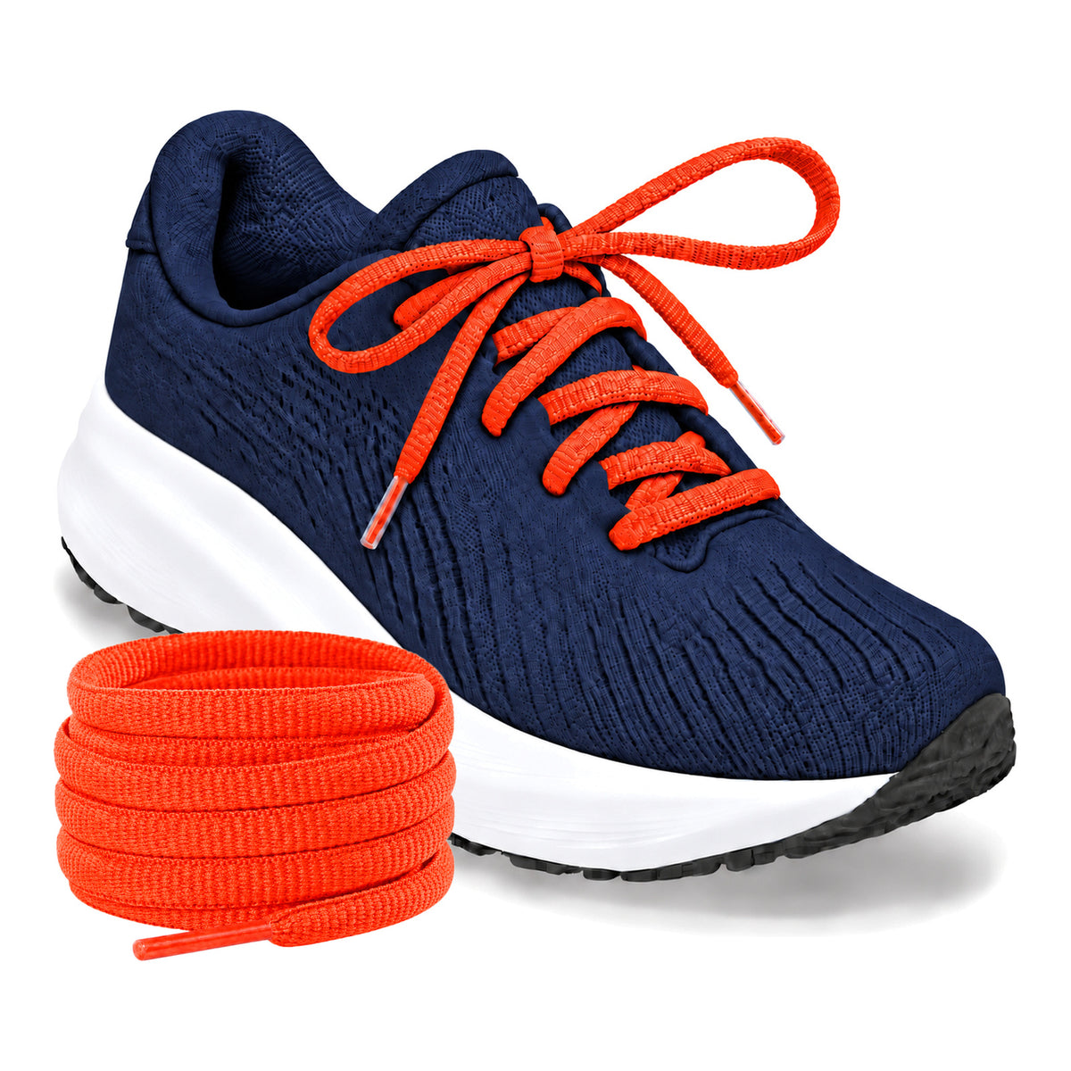 Oranje neon – ovale veters halfrond loopschoenen oranje neon 03 loopschoen blauw navy rol