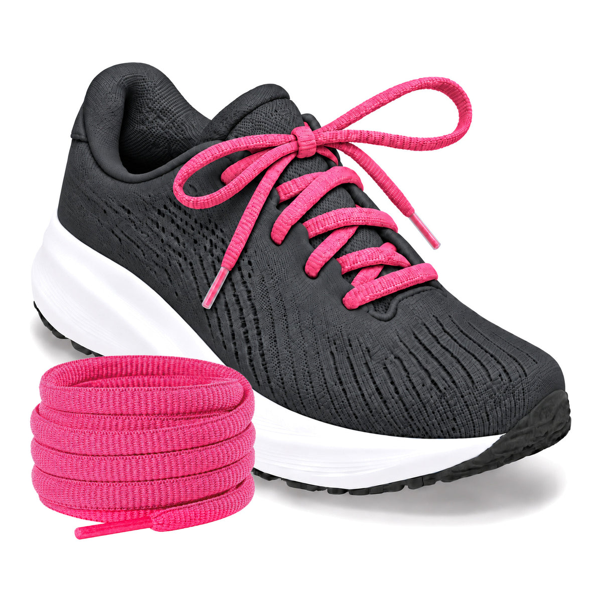 Pink neon – ovale veters halfrond loopschoenen pink neon 02 loopschoen antraciet rol