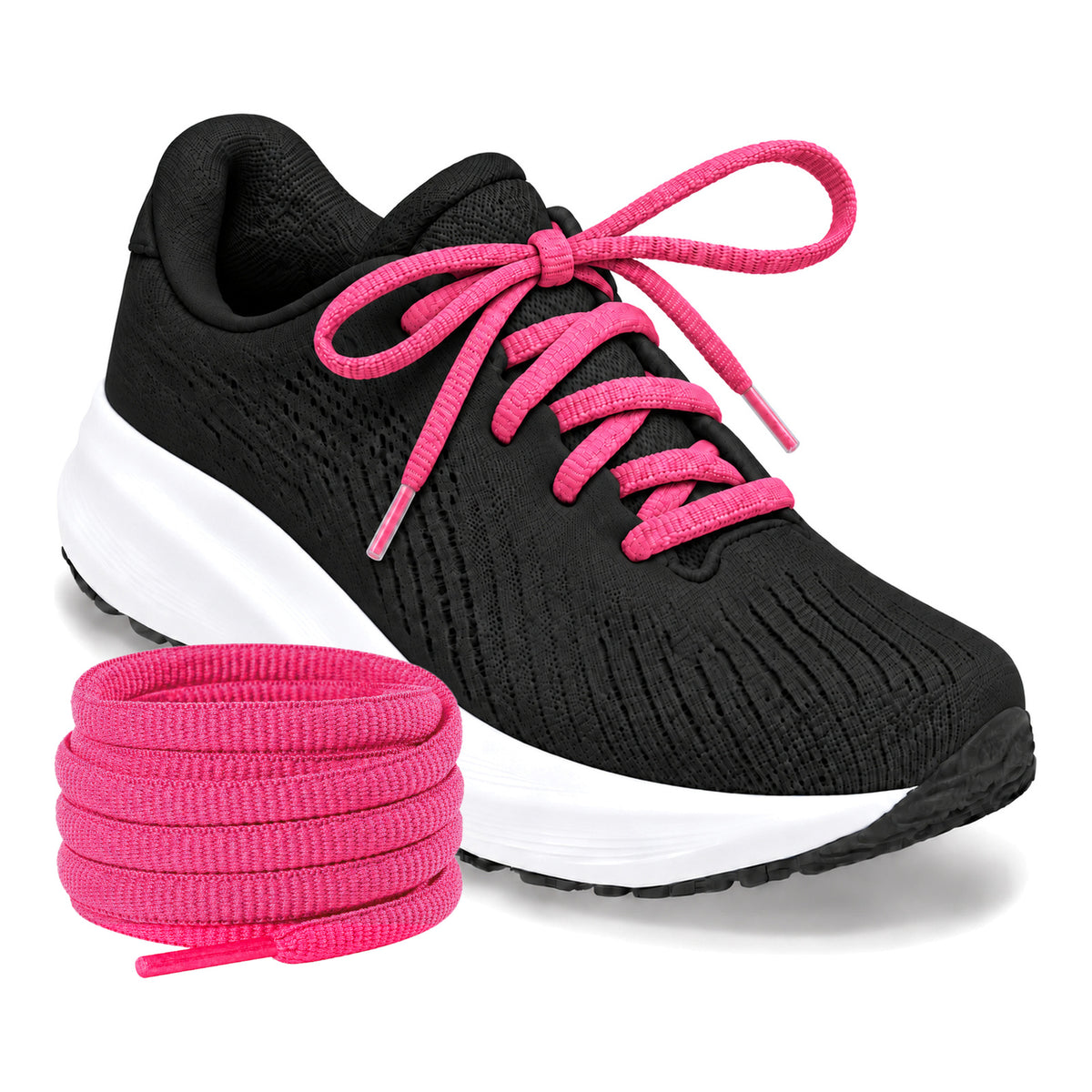 Pink neon – ovale veters halfrond loopschoenen pink neon 03 loopschoen zwart rol