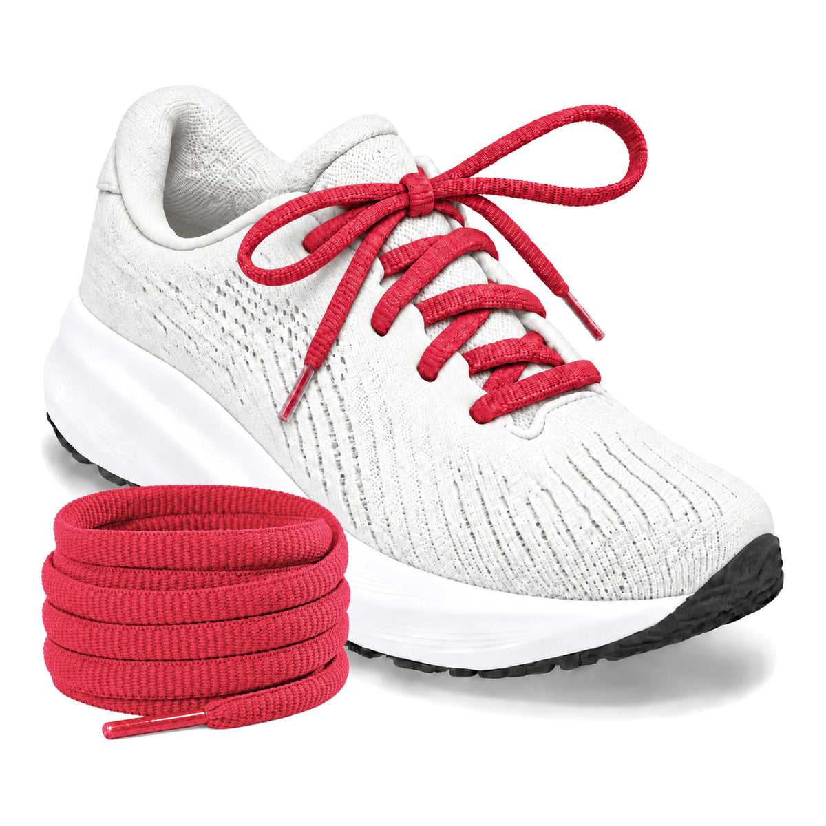 Rood – ovale veters halfrond loopschoenen rood 04 loopschoen wit rol