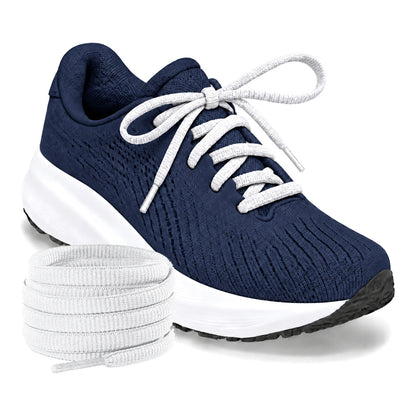 Wit – ovale veters halfrond loopschoenen wit 02 loopschoen blauw navy rol