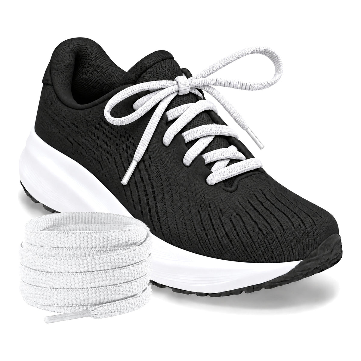Wit – ovale veters halfrond loopschoenen wit 04 loopschoen zwart rol
