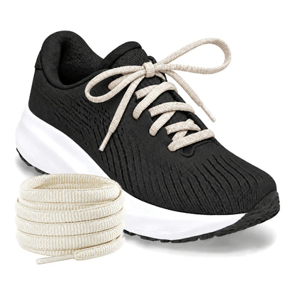 Wit crème – ovale veters halfrond loopschoenen wit creme 04 loopschoen zwart rol