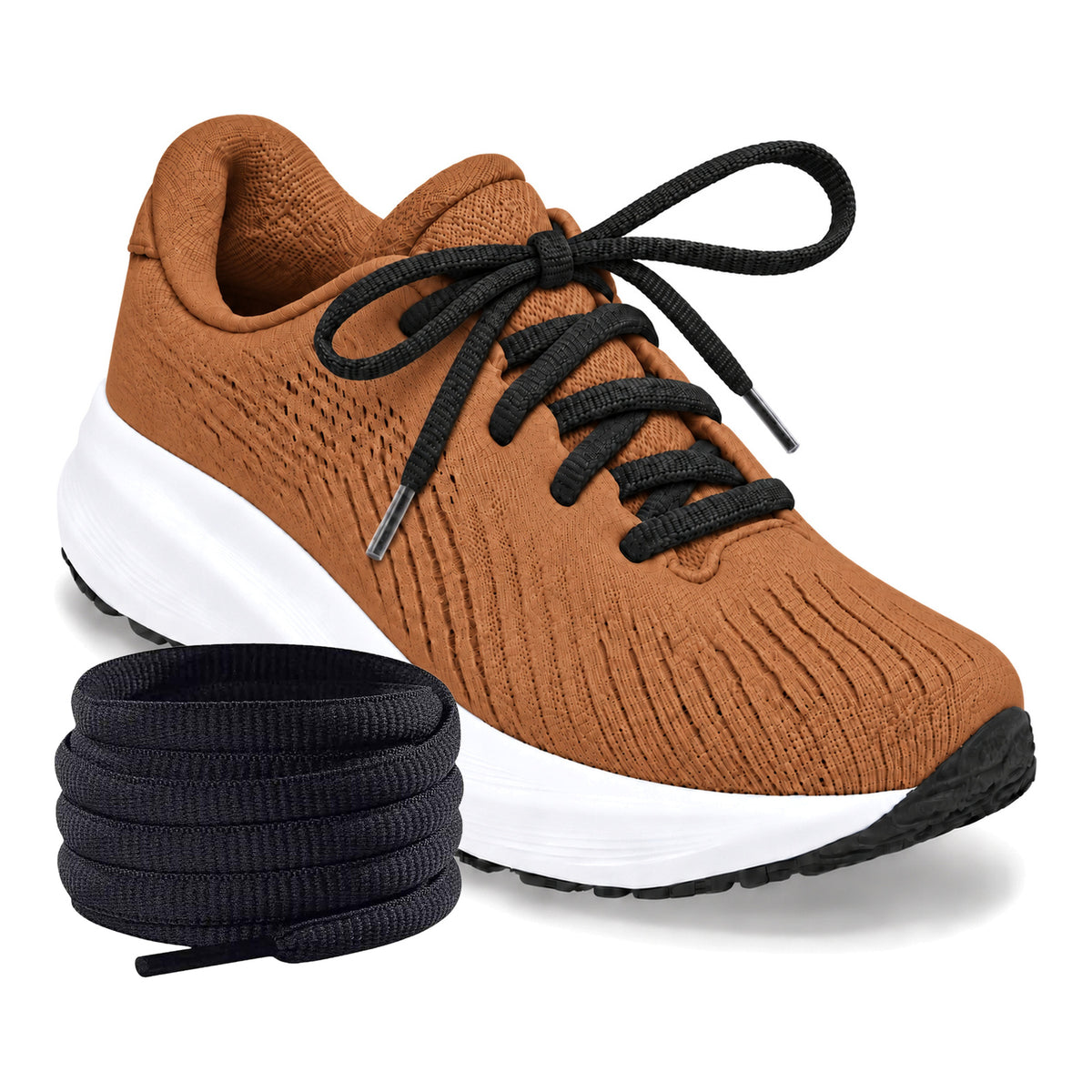 Zwart – ovale veters halfrond loopschoenen zwart 02 loopschoen cognac rol