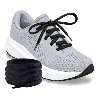 Zwart – ovale veters halfrond loopschoenen zwart 03 loopschoen grijs licht rol