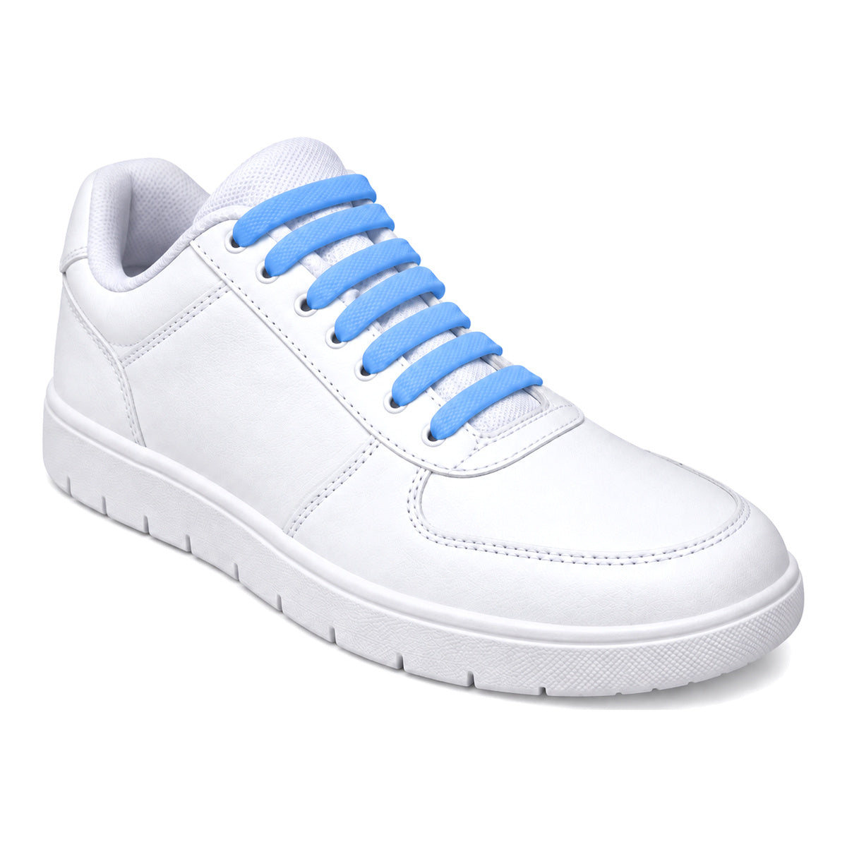 Blauw licht – silicone veters blauw licht 02 aan schoen