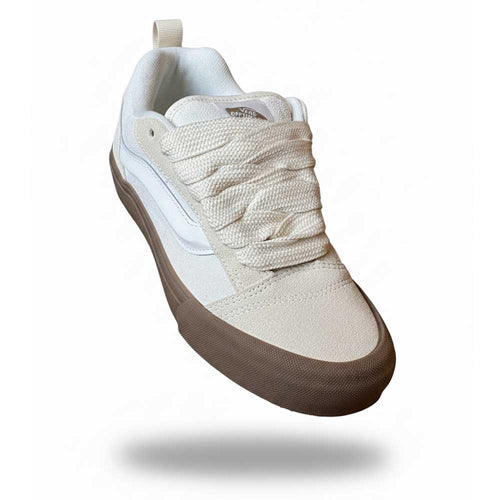 VANS Knu Skool veters – Plat 2cm extra breed, Wit Crème