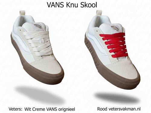VANS Knu Skool vergelijking met rode 10mm fat laces