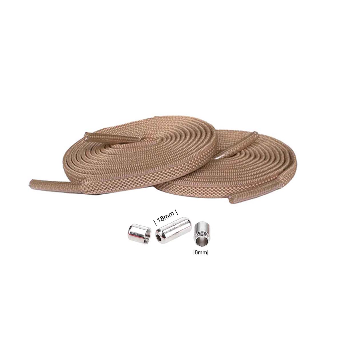 veters-elastisch-bruin-licht-capsule-zilver