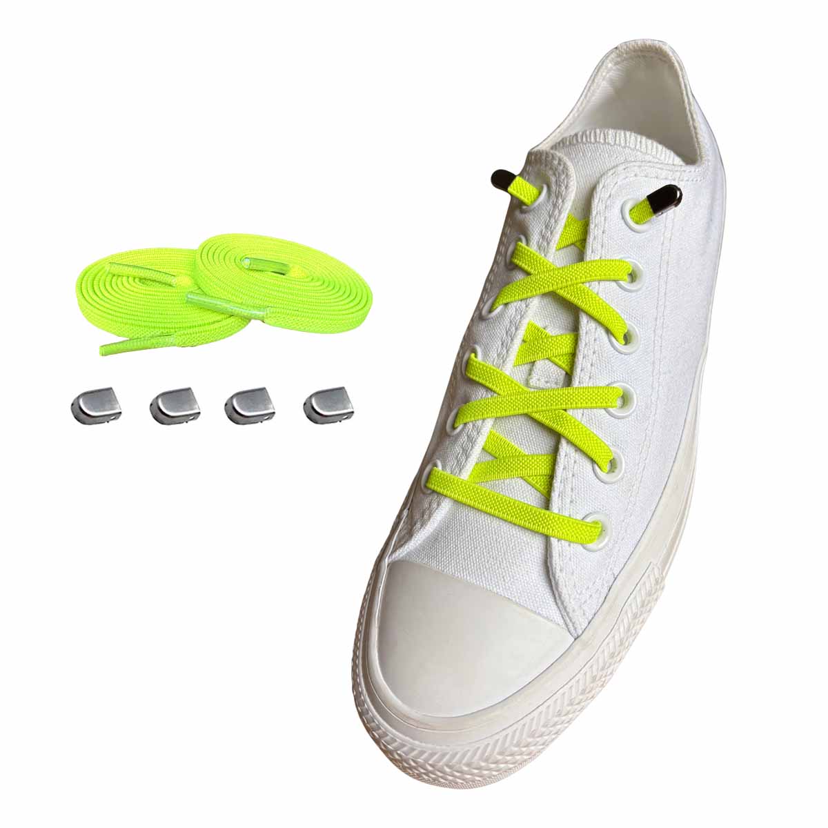 veters-elastisch-geelneon-capsule-zilver-mat-schoenen