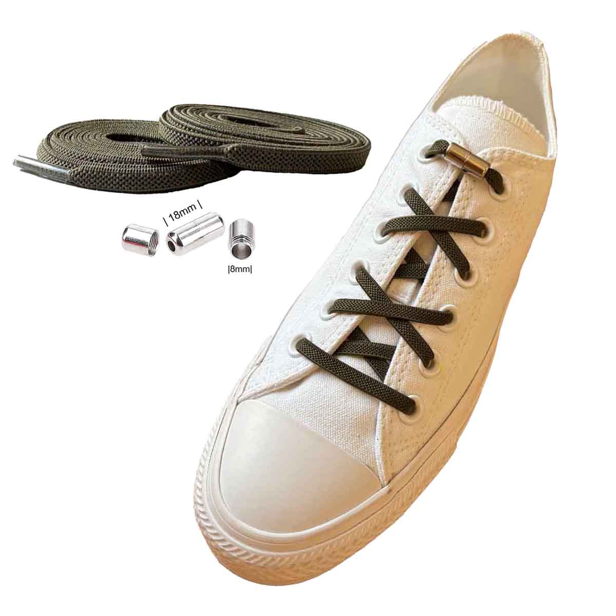 veters-elastisch-groen-olijf-capsule-zilver-schoenen