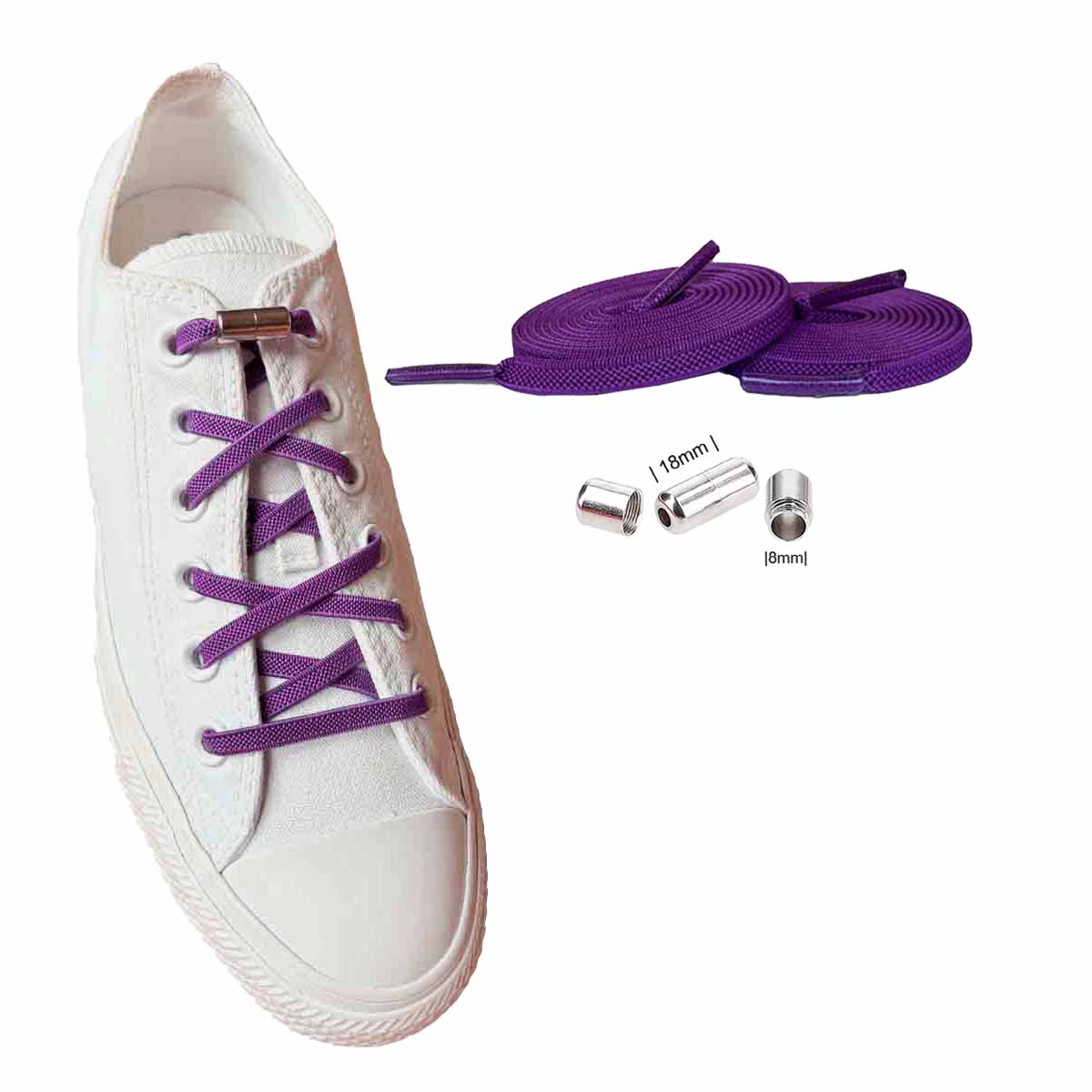 Paars – veters elastisch paars kapseln zilver schoenen