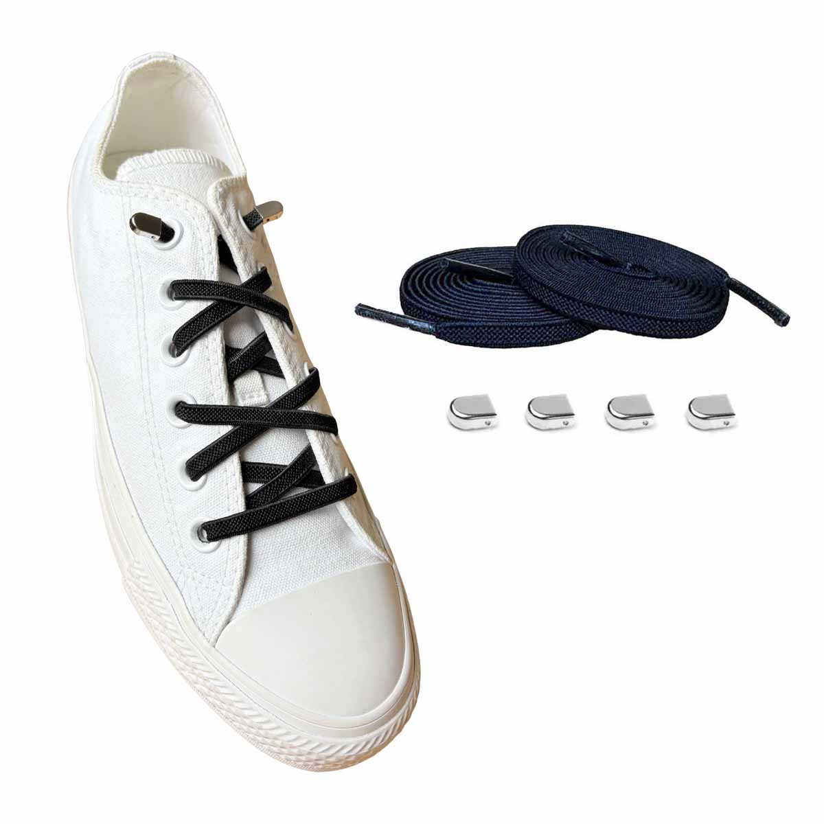 veters-elastisch-zwart-capsule-zilver-glans-schoenen