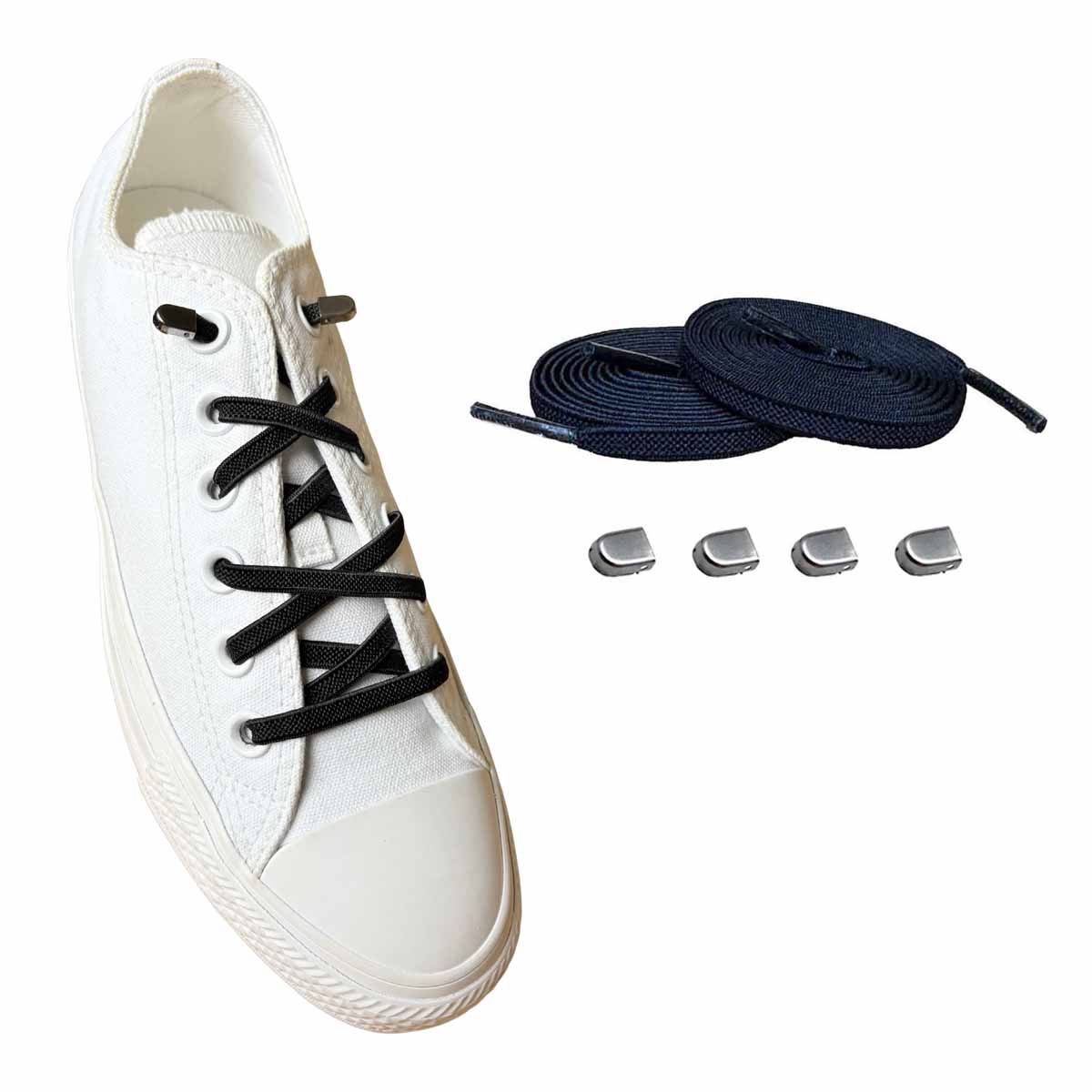 Elastische Veters - Schoenveters - Niet meer strikken - Unisex - Draaisluiting - Zwart Elastische Veters - Schoenveters - Niet meer strikken - Unisex - Draaisluiting - Zwart