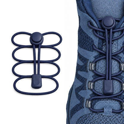 Blauw marine – veters koordstopper snelsluiting blauw navy 02 aan schoen