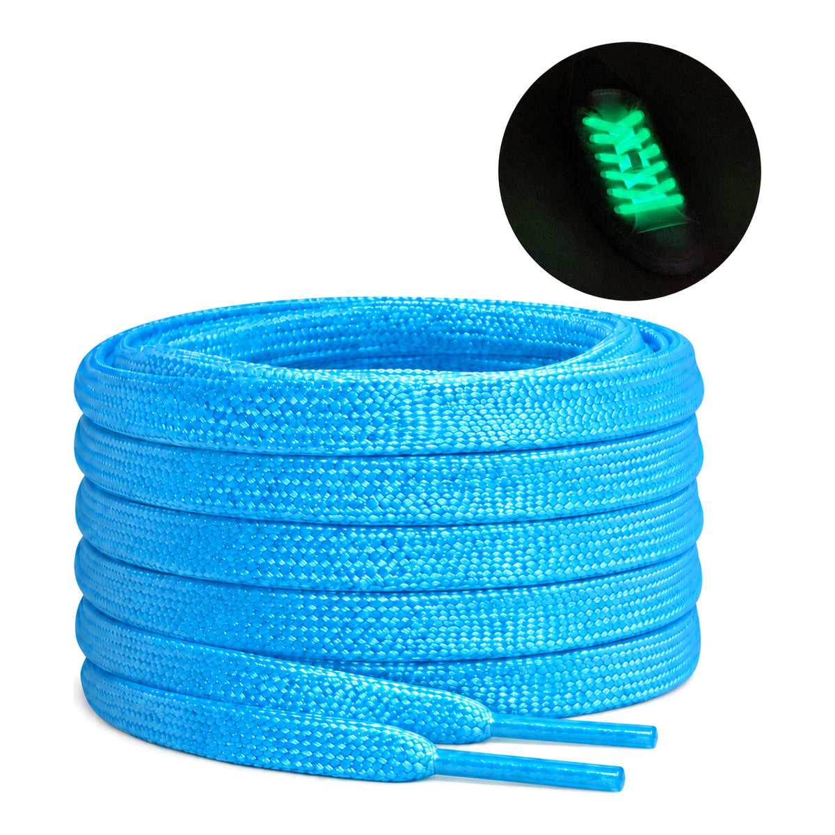 Blauw – veters lichtgevend plat blauw 02 dag nacht