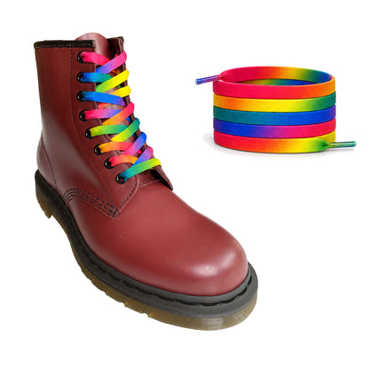 Regenboog kleurverloop – veters plat regenboog kleurverloop 04 laars bordeaux