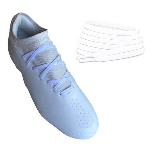 Wit – veters plat smal voetbal wit 02 aan schoen